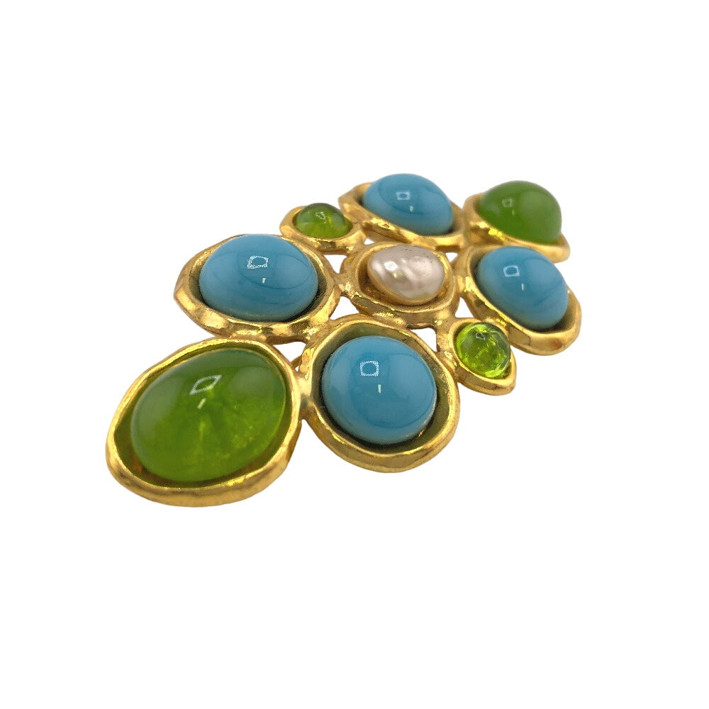 CHANEL Brooch Gold Plated, Faux Pearl, Color Stone multicolor 93P Gripoa Women New