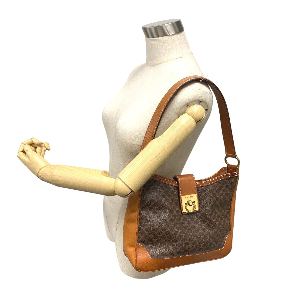CELINE Shoulder Bag leather Brown Macadam Gancini Women Used
