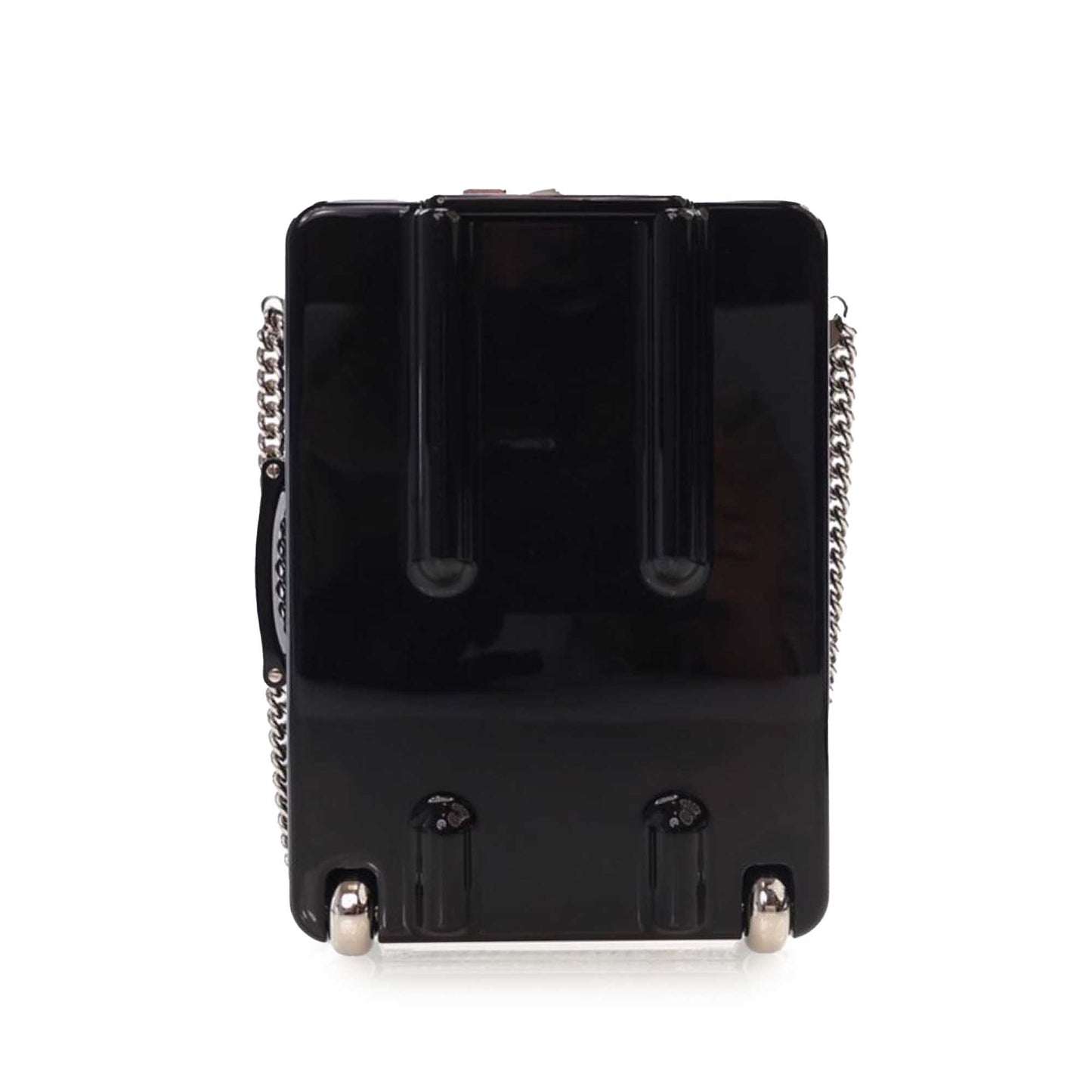 Silver Chanel Acrylic and Lambskin Evening In The Air CC Trolley Minaudiere Clutch on Chain Crossbody Bag