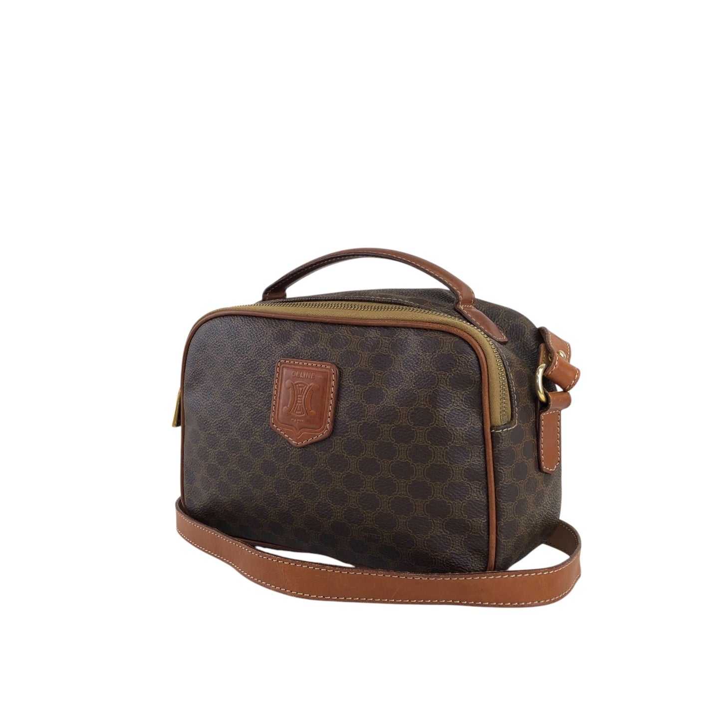 CELINE Two-way Handbag Shoulder bag Brown Vintage 8rtyi2