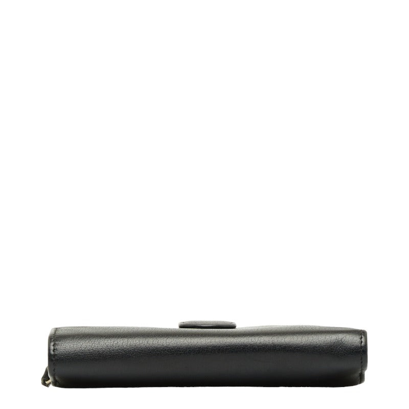 CHANEL CAMERIA COCOMARK Folding Wallet Black Leather CHANEL