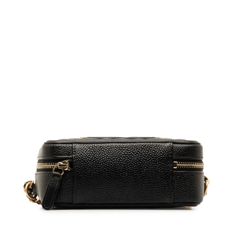 Chanel CC Filigree Chain Shoulder Bag Vanity Bag Black G Caviar S CHANEL
