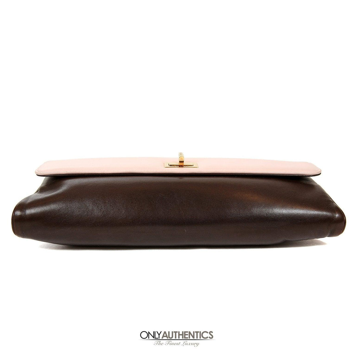 Chanel Pink and Brown Leather Handle Clutch
