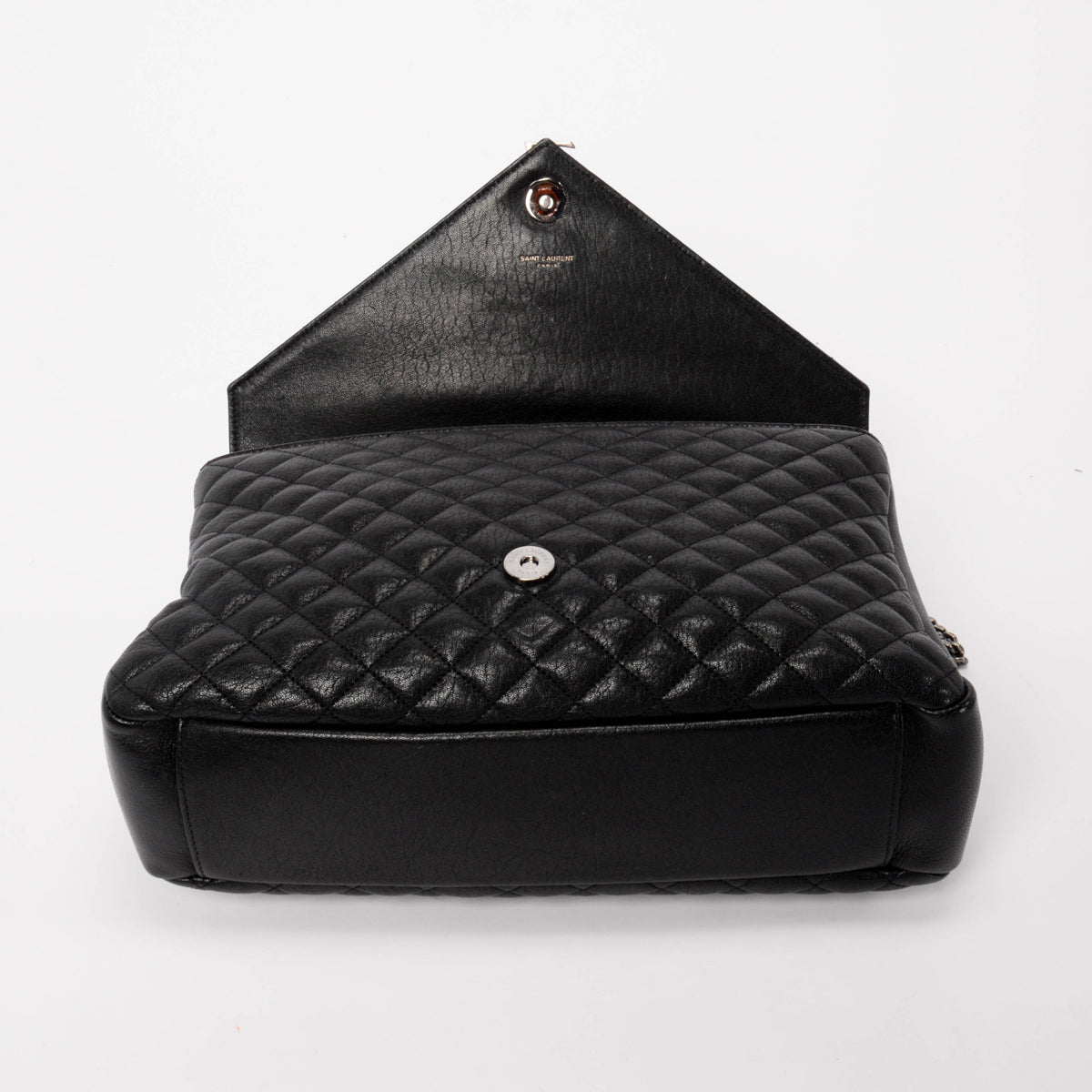 Saint Laurent Black Calfskin Large Monogram Envelope Satchel