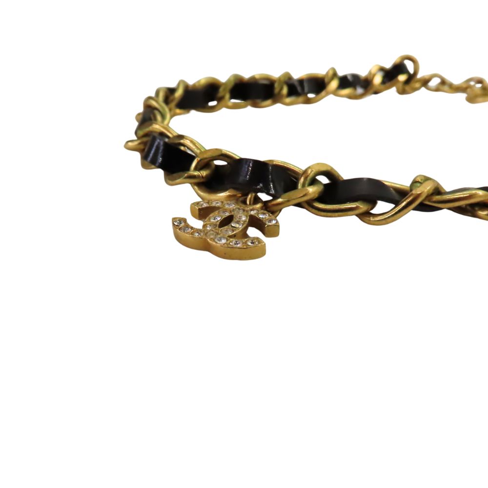 Chanel Enamel Leather Coco Mark Necklace Choker 96