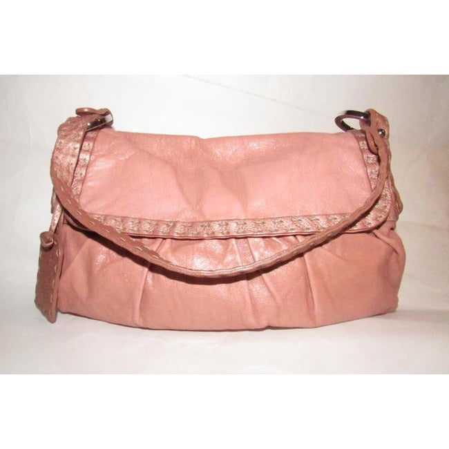 Fendi Selleria Chef Style Purse Metallic Pink Leather Shoulder Bag