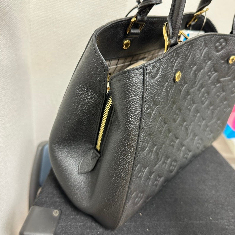 Louis Vuitton Monogram Empreinte Montaigne MM Bag,Black,Leather
