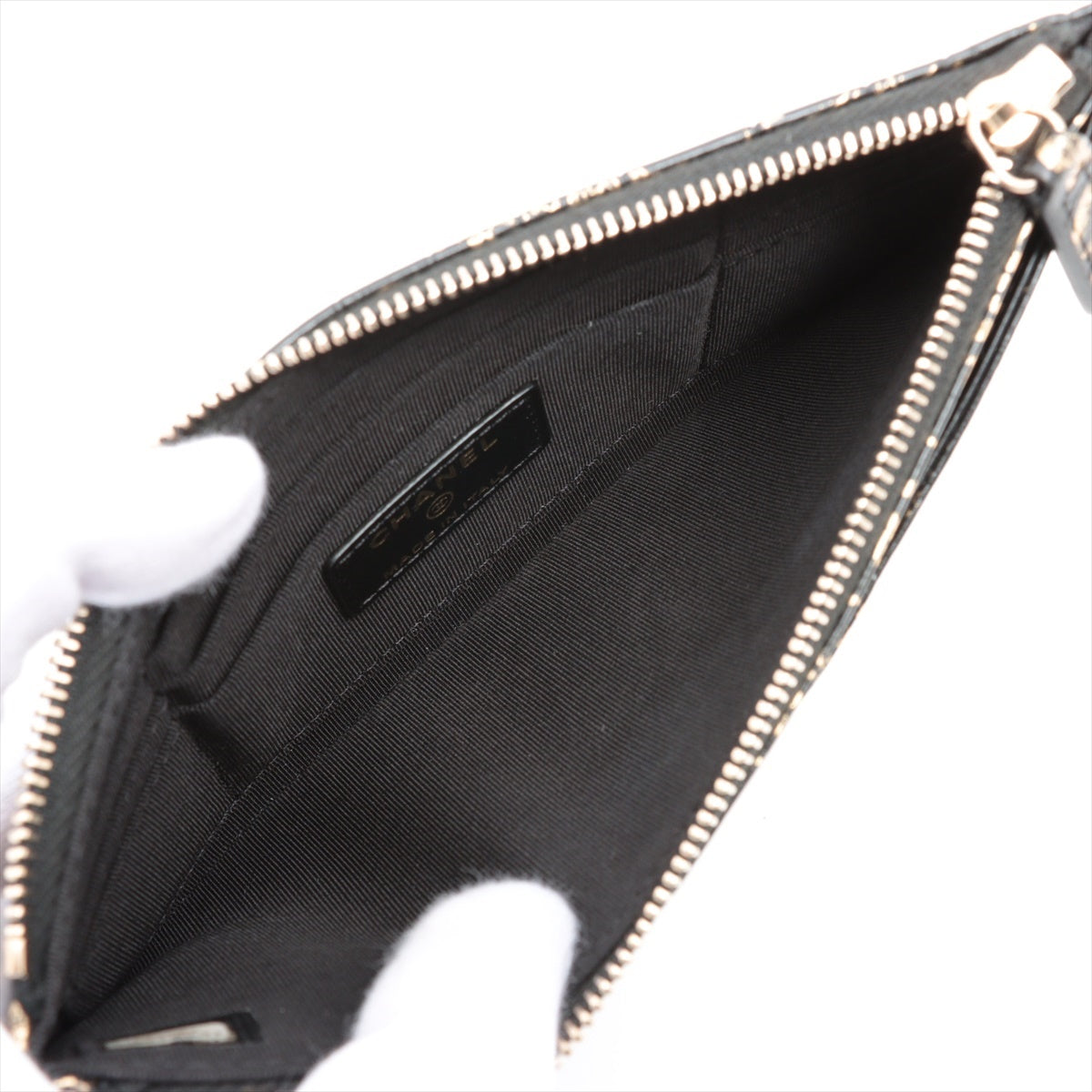 Chanel 2.55 Crocodile Press Coin Case Black Gold 28th