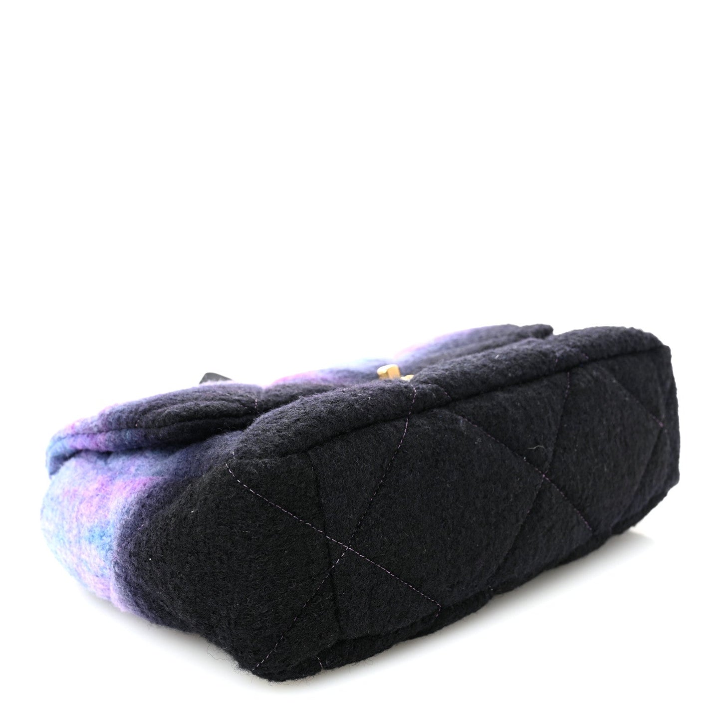 Wool Tweed Quilted Large Chanel 19 Flap Purple Black Blue