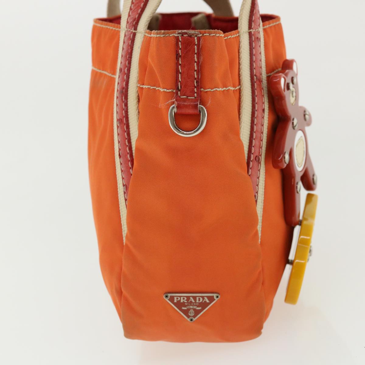Prada Hand Bag Nylon Orange ac1296
