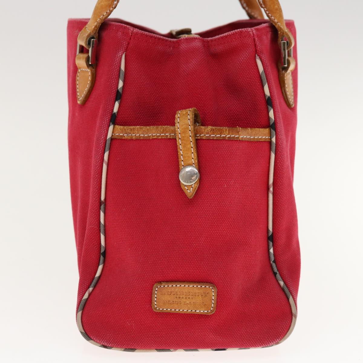 Burberry Hand Bag Canvas Red Auth ac2619
