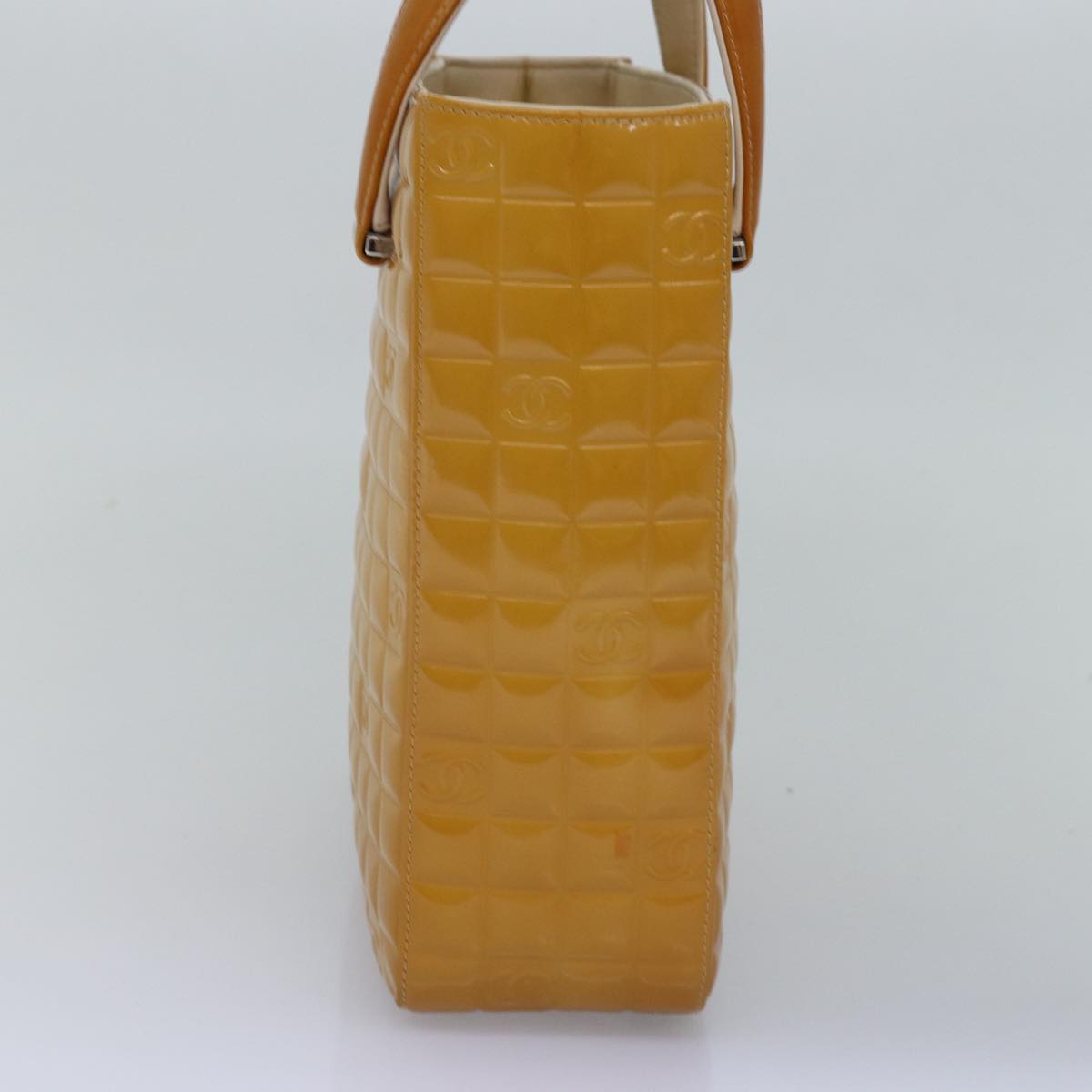 Chanel Choco Bar Hand Bag Enamel Yellow CC Auth ac