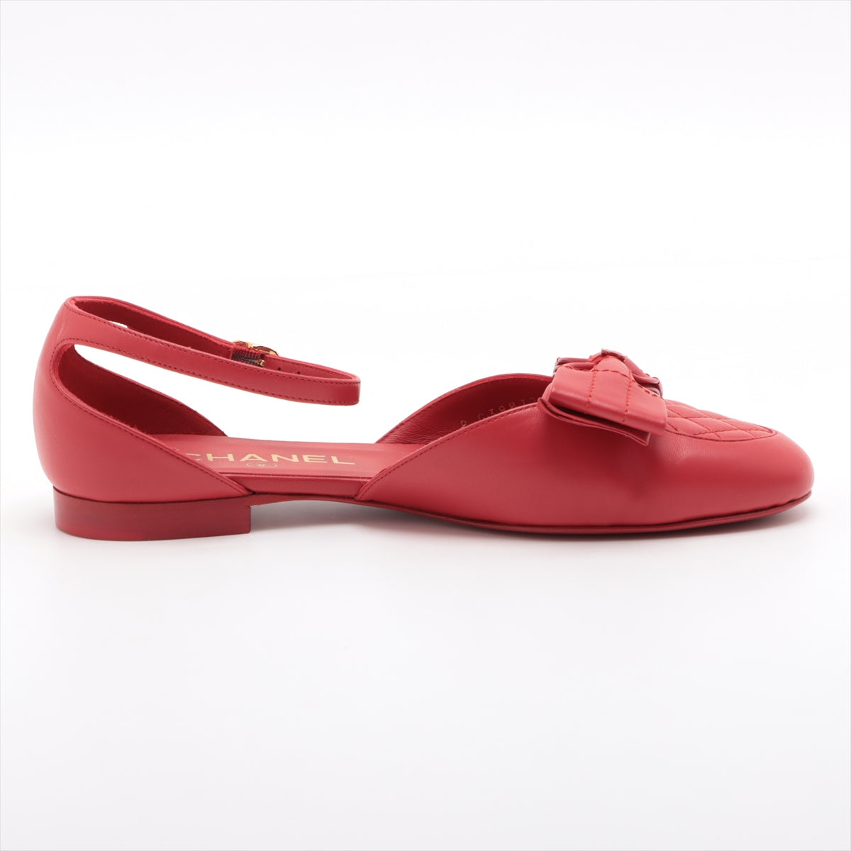 Chanel Coco Leather Strap Pump 35 1/2 Red G38872 Matrasse Ribbon