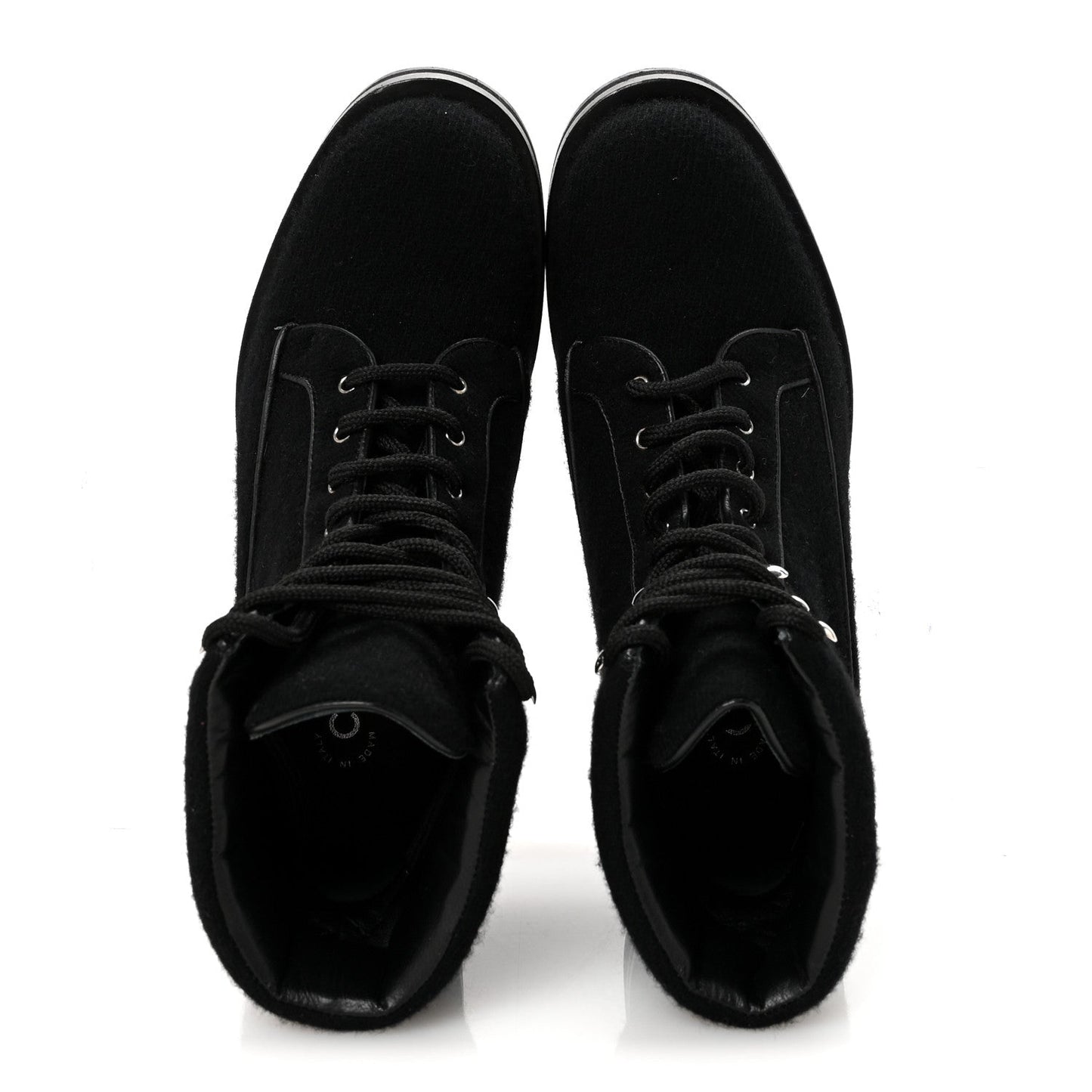 Tweed Lace Up Short Boots 37 Black
