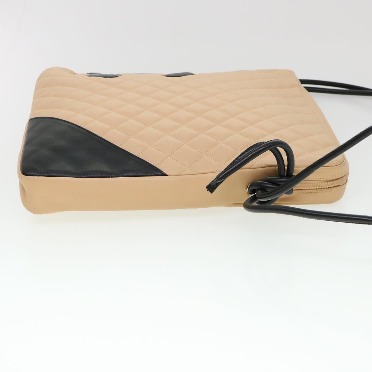 Chanel Cambon Line Shoulder Bag Caviar Skin Beige CC Auth am