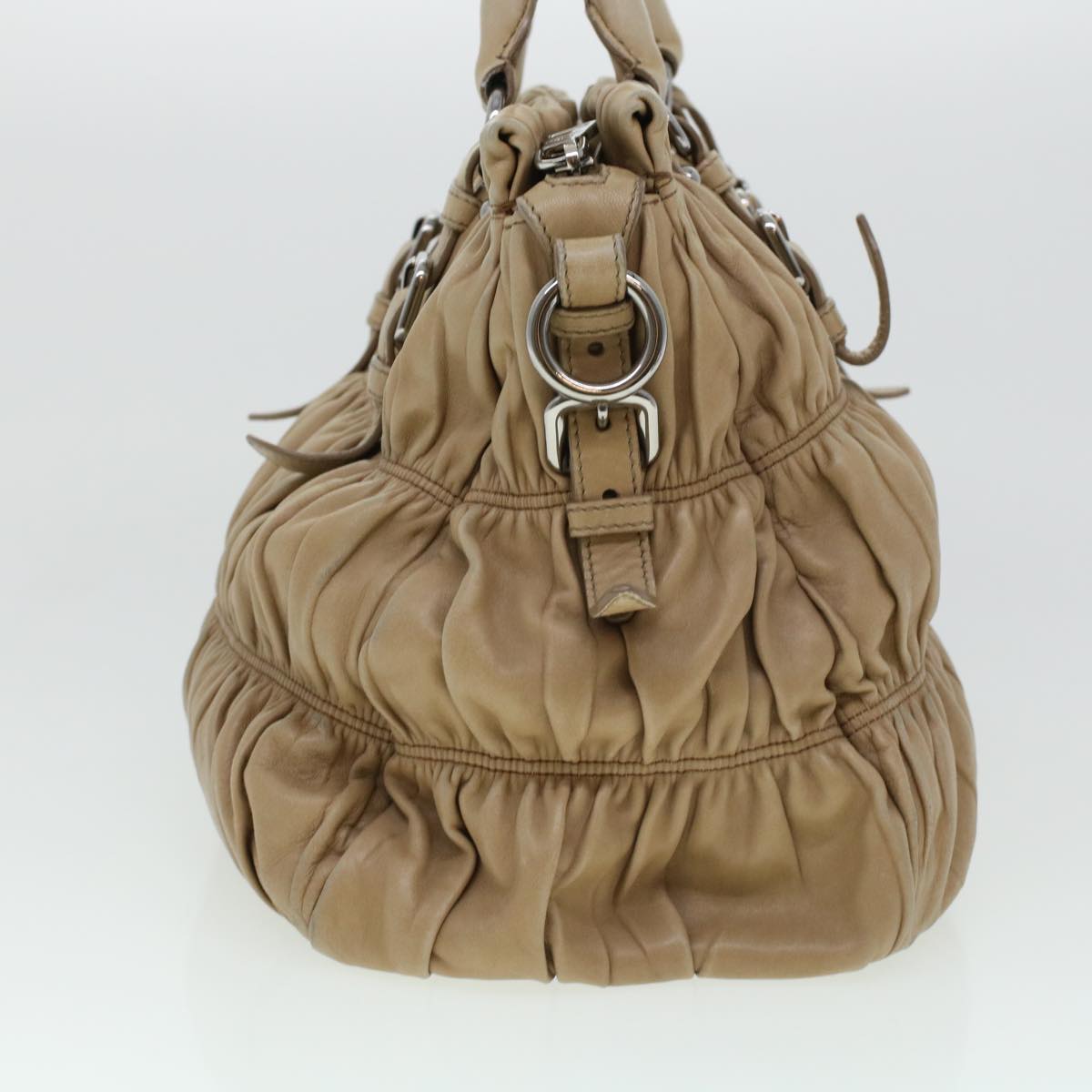 Prada Shoulder Bag Leather 2way Beige am4393