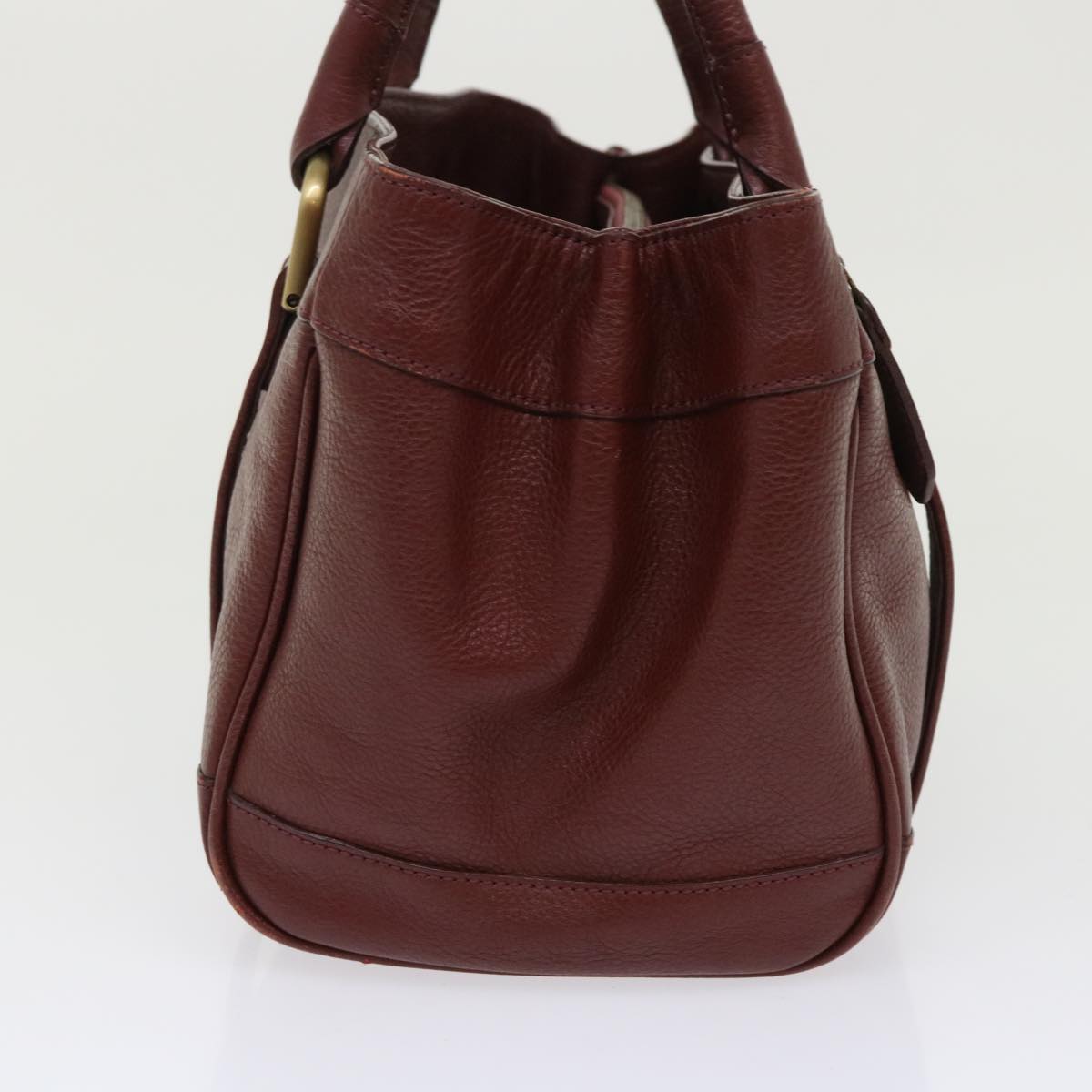 Burberry Hand Bag Leather Red Auth am4670