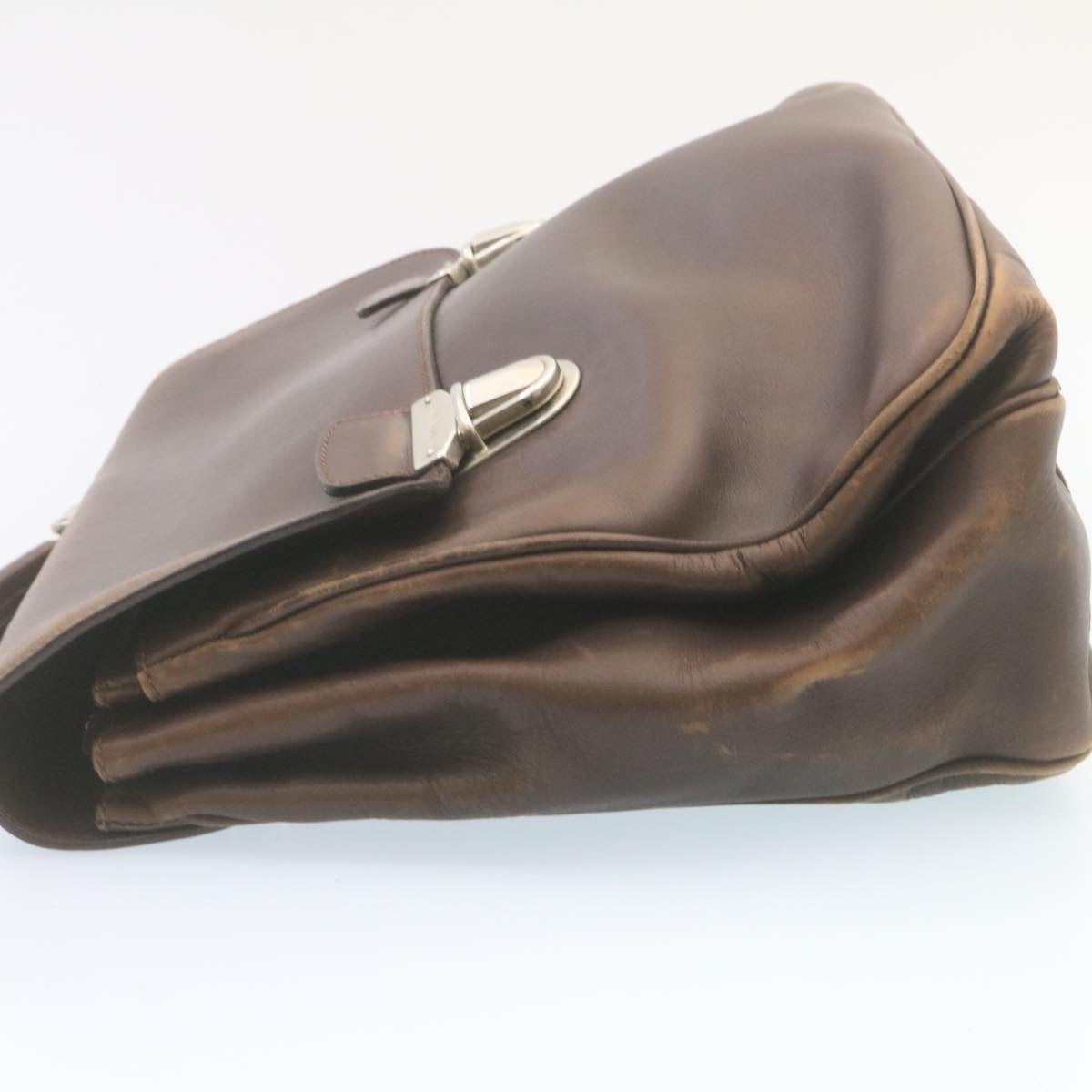 Prada Leather Hand Bag Brown ar6360