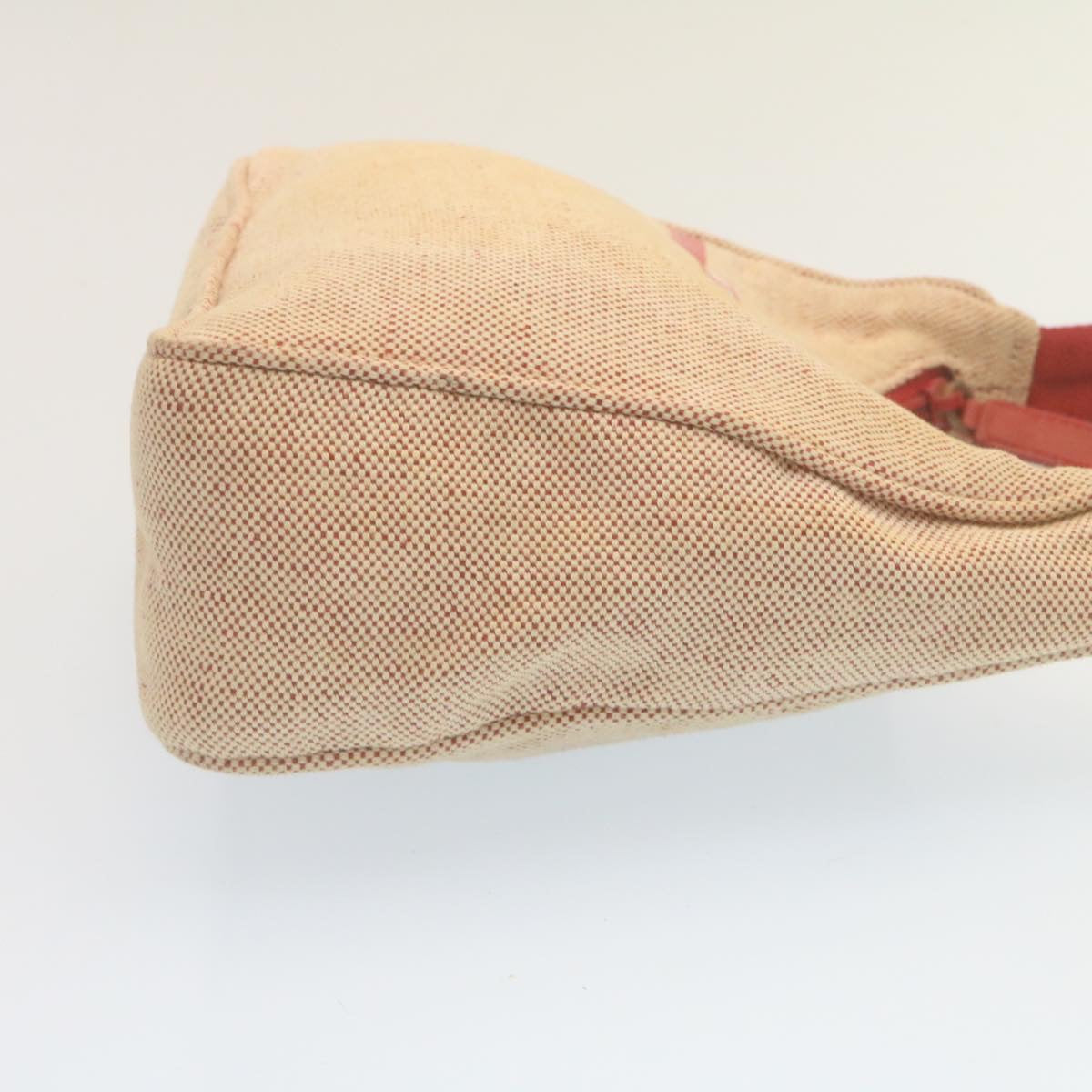 Prada Hand Bag Canvas Beige Red ar6592