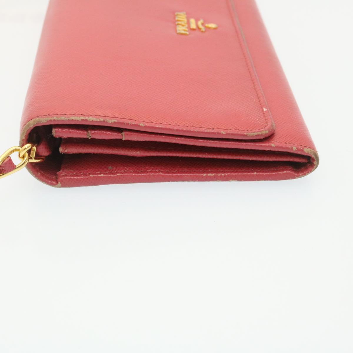 Prada Safiano Leather Chain Wallet Pink ar6601