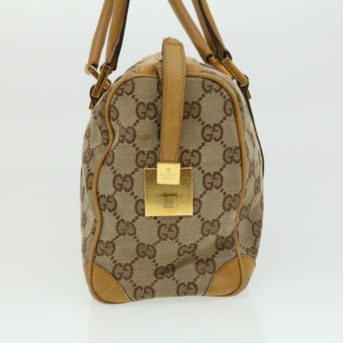 GUCCI GG Canvas Sherry Line Hand Bag Beige Brown Red 0000851001553 ar7441
