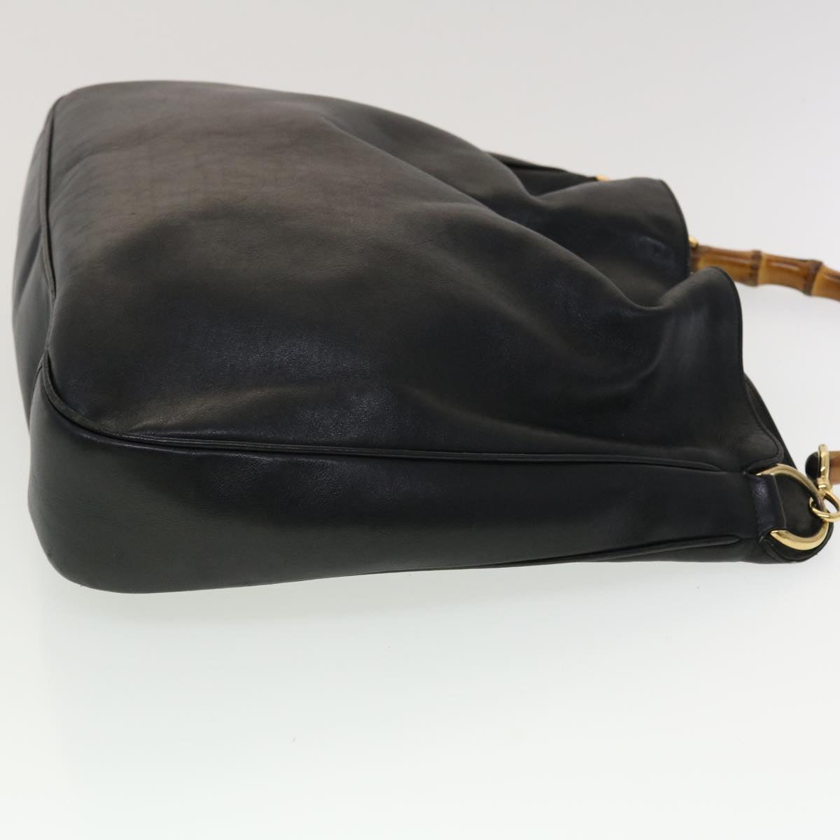 GUCCI Bamboo Hand Bag Leather 2way Black 001.0166.1577 ar9614