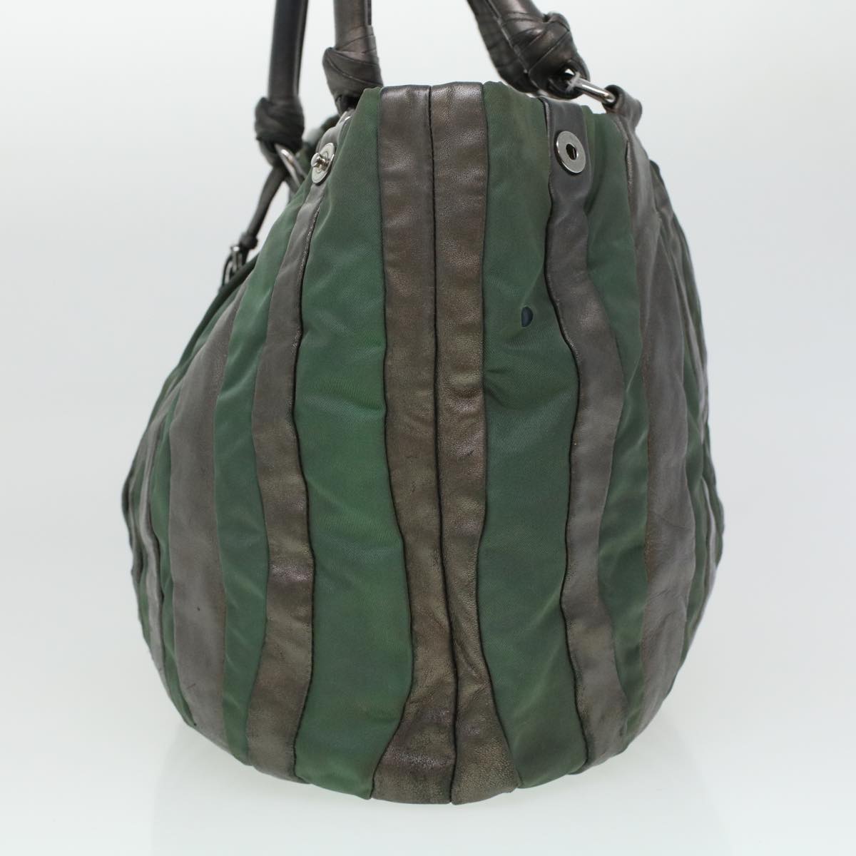 Prada Tote Bag Nylon Leather Gray ar9630