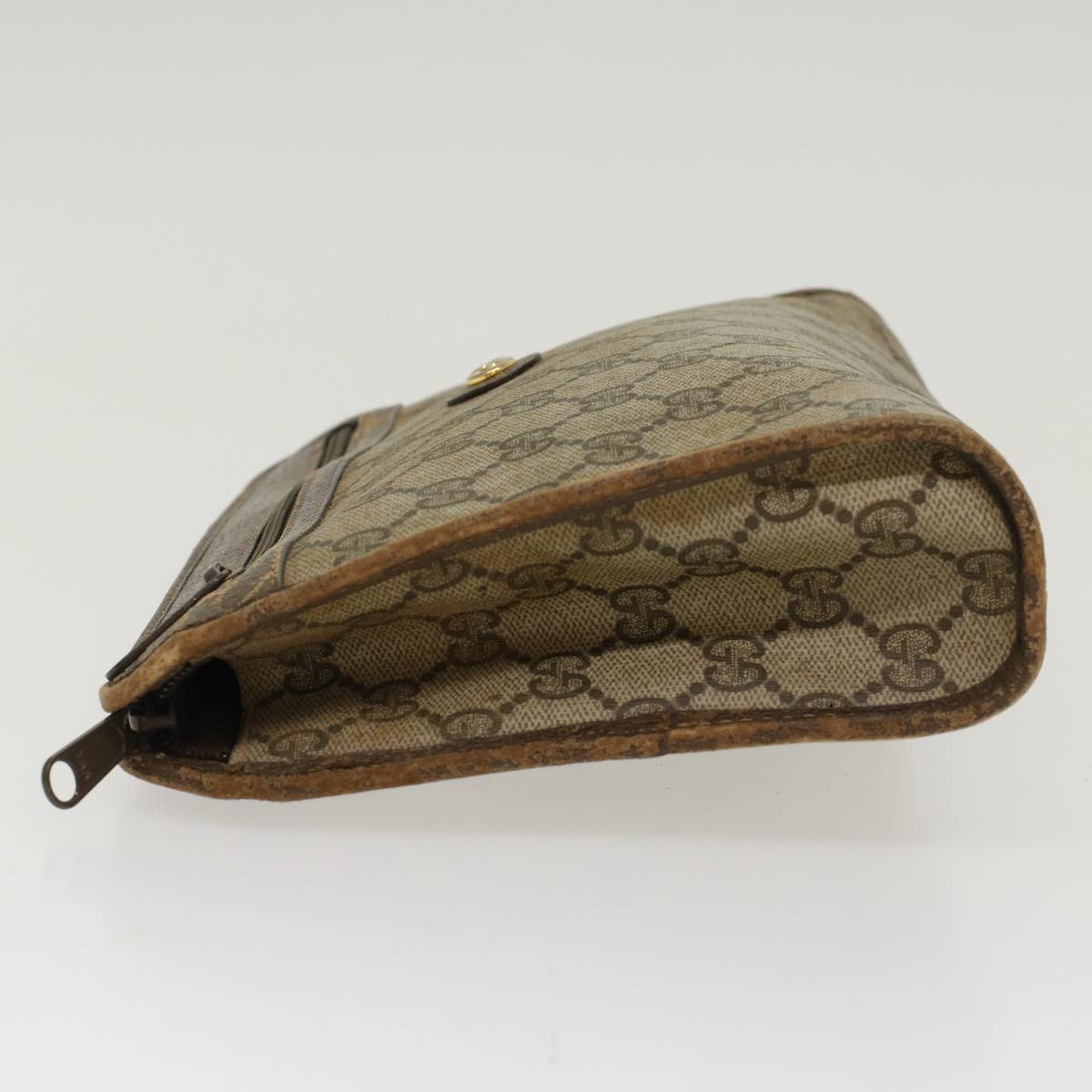 GUCCI GG Canvas Clutch Bag PVC Leather Beige 97.01.037 ar9696B