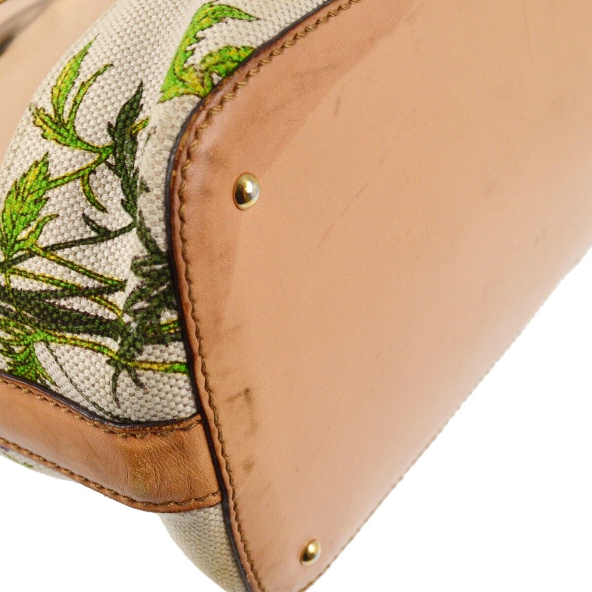 Gucci Beige Flower Horsebit Tote Handbag