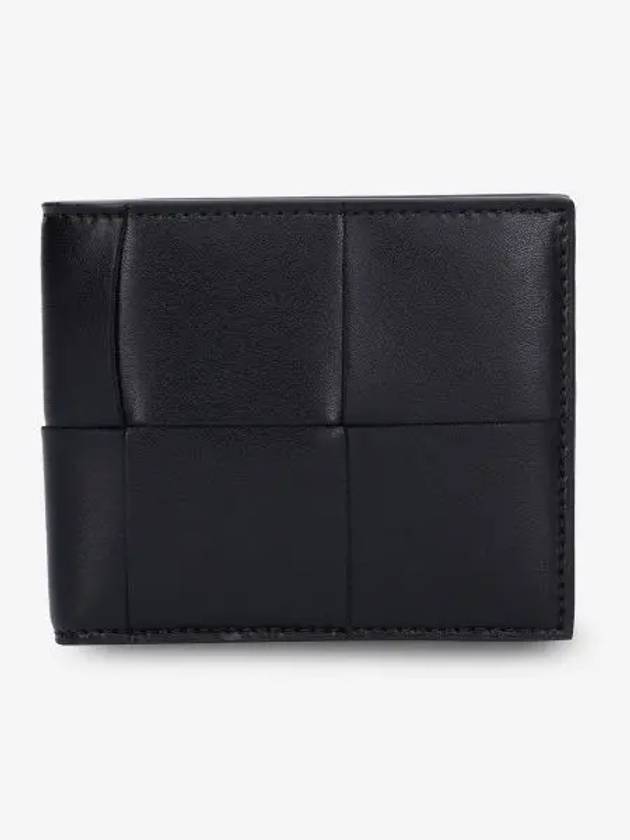 Luxury Bottega Veneta Intrecciato Cassette Half Wallet Black