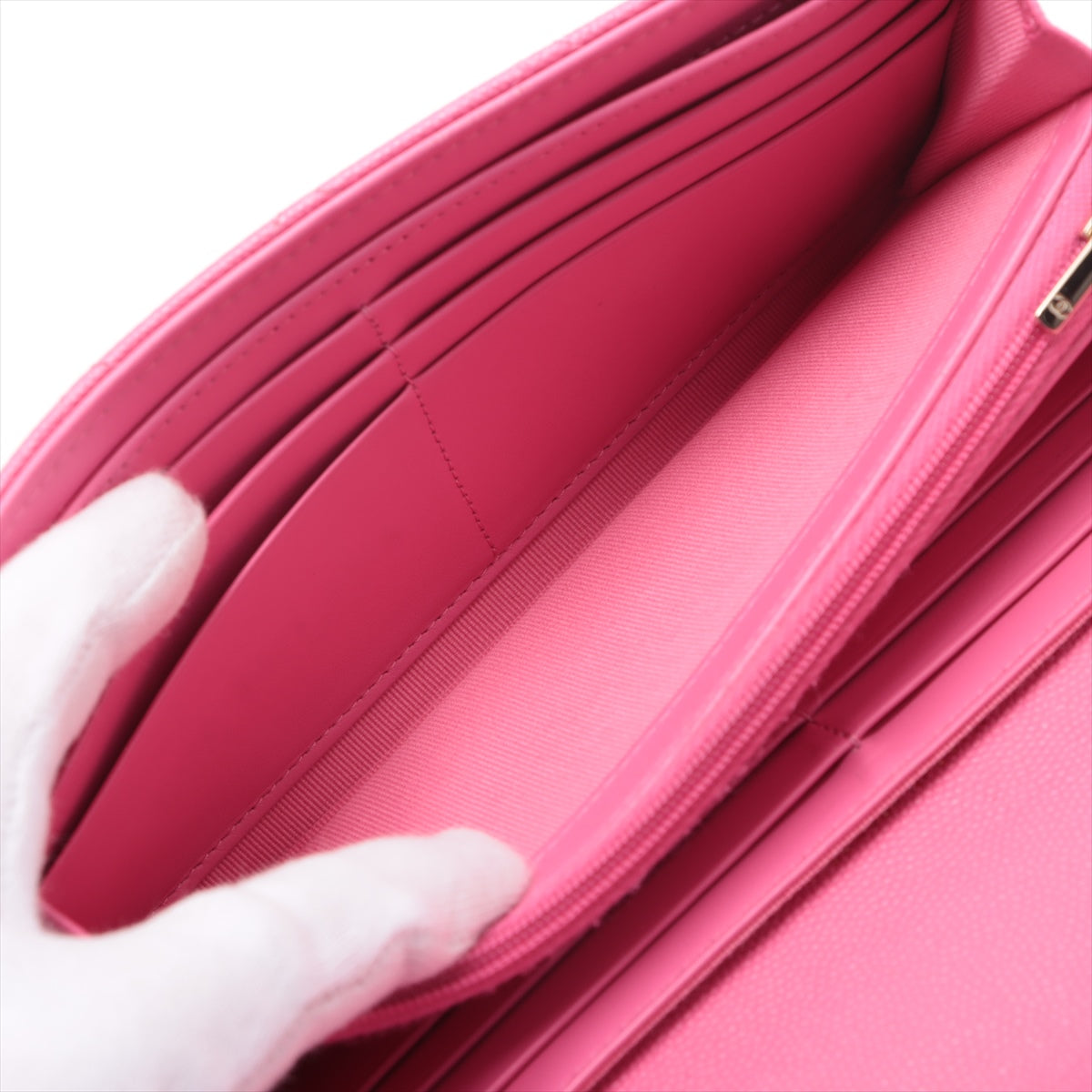 Chanel Matrasse Caviar S Wallet Pink Gold Random