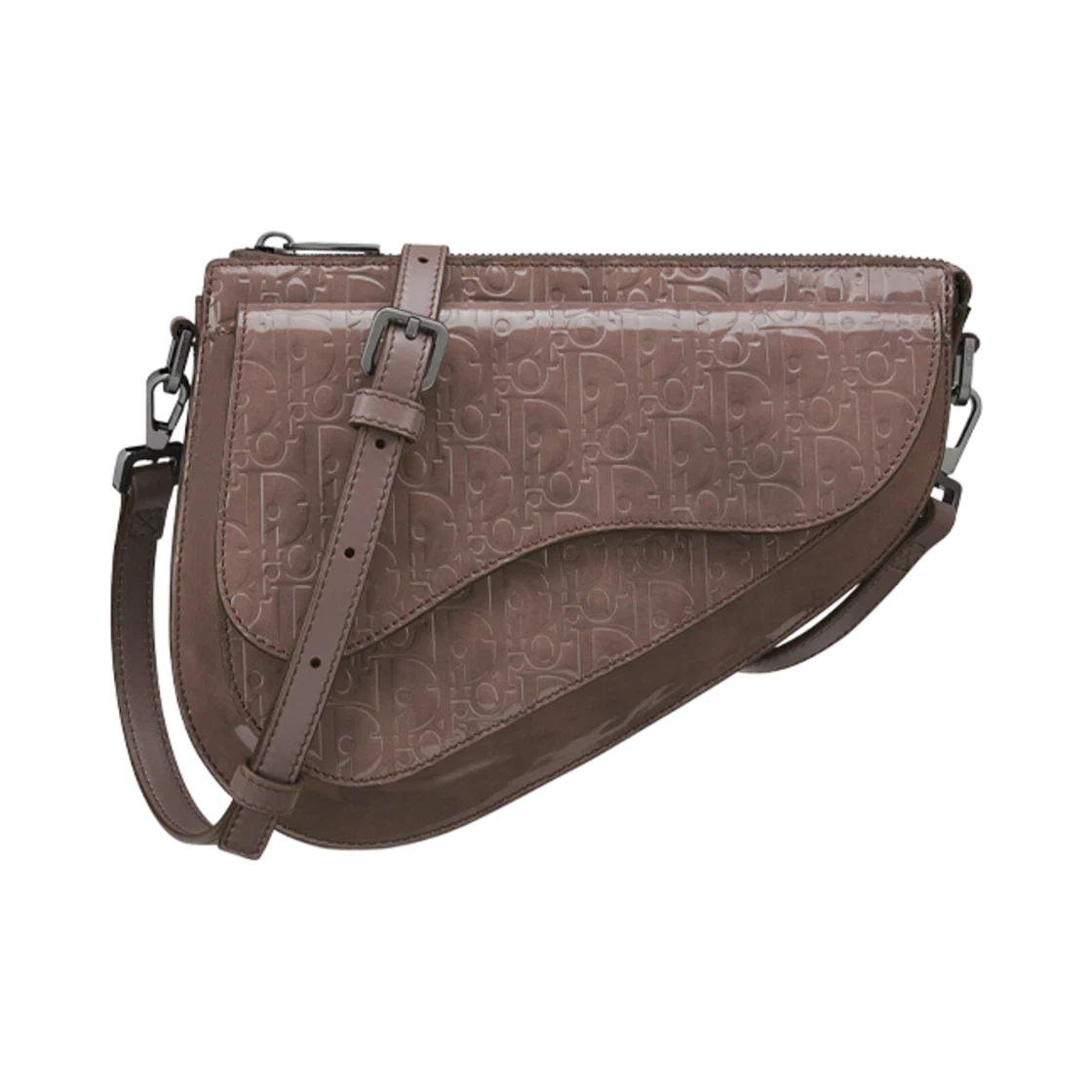 Christian Dior Saddle Bag Patent Purple Patent_Leather Shoulder Bag Bag ()