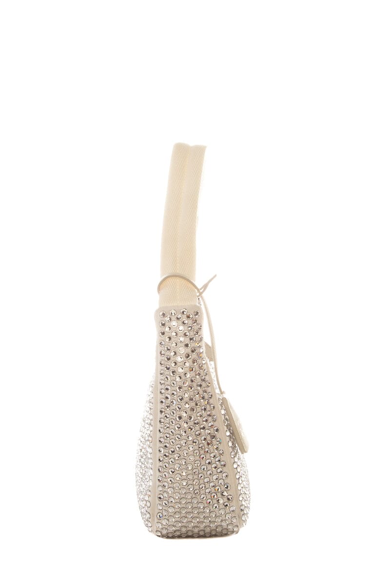 Prada White 2021 Crystal Re-edition 2000 Mini Handbag