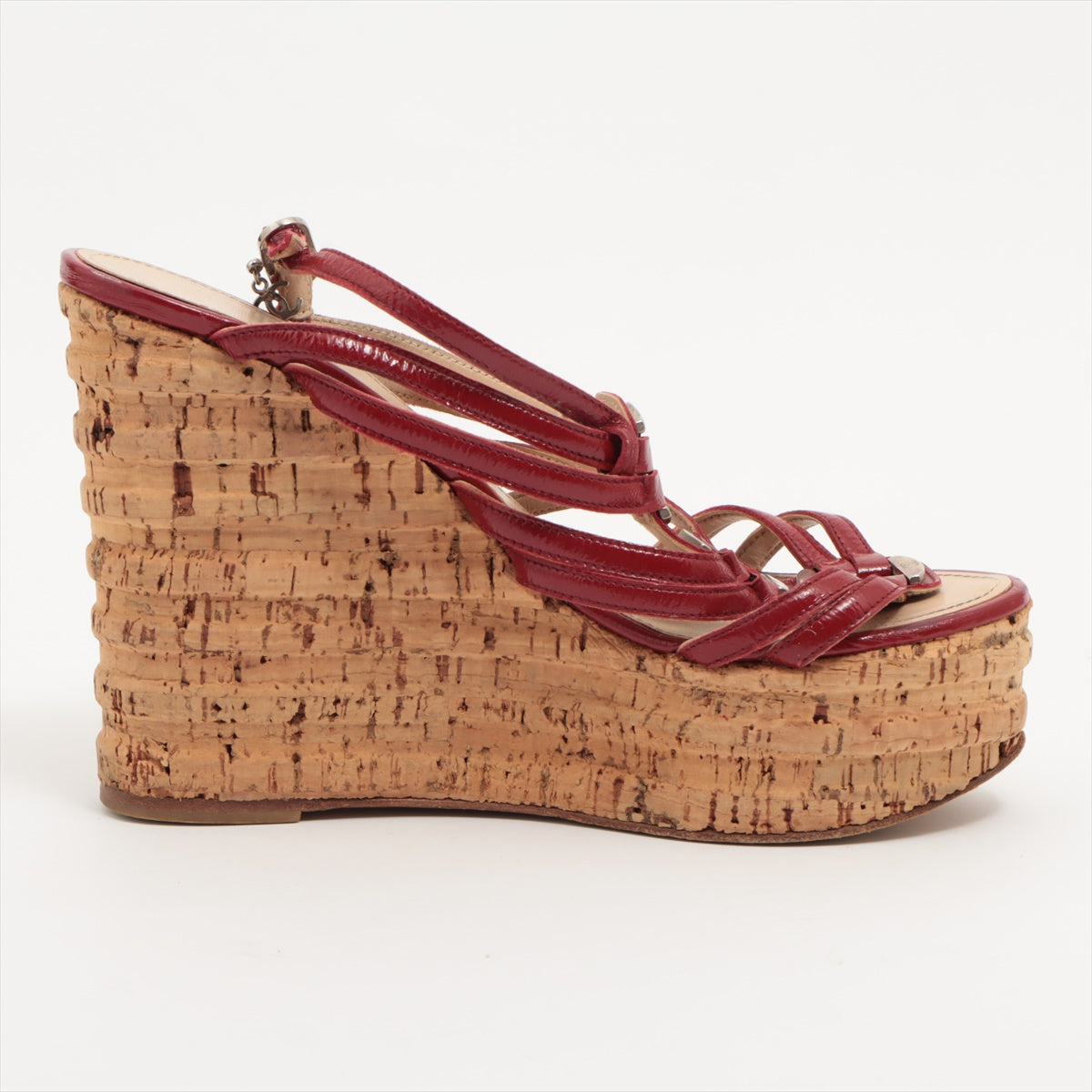 Chanel Patent Leather Sandal 35 1/2 Red Ride