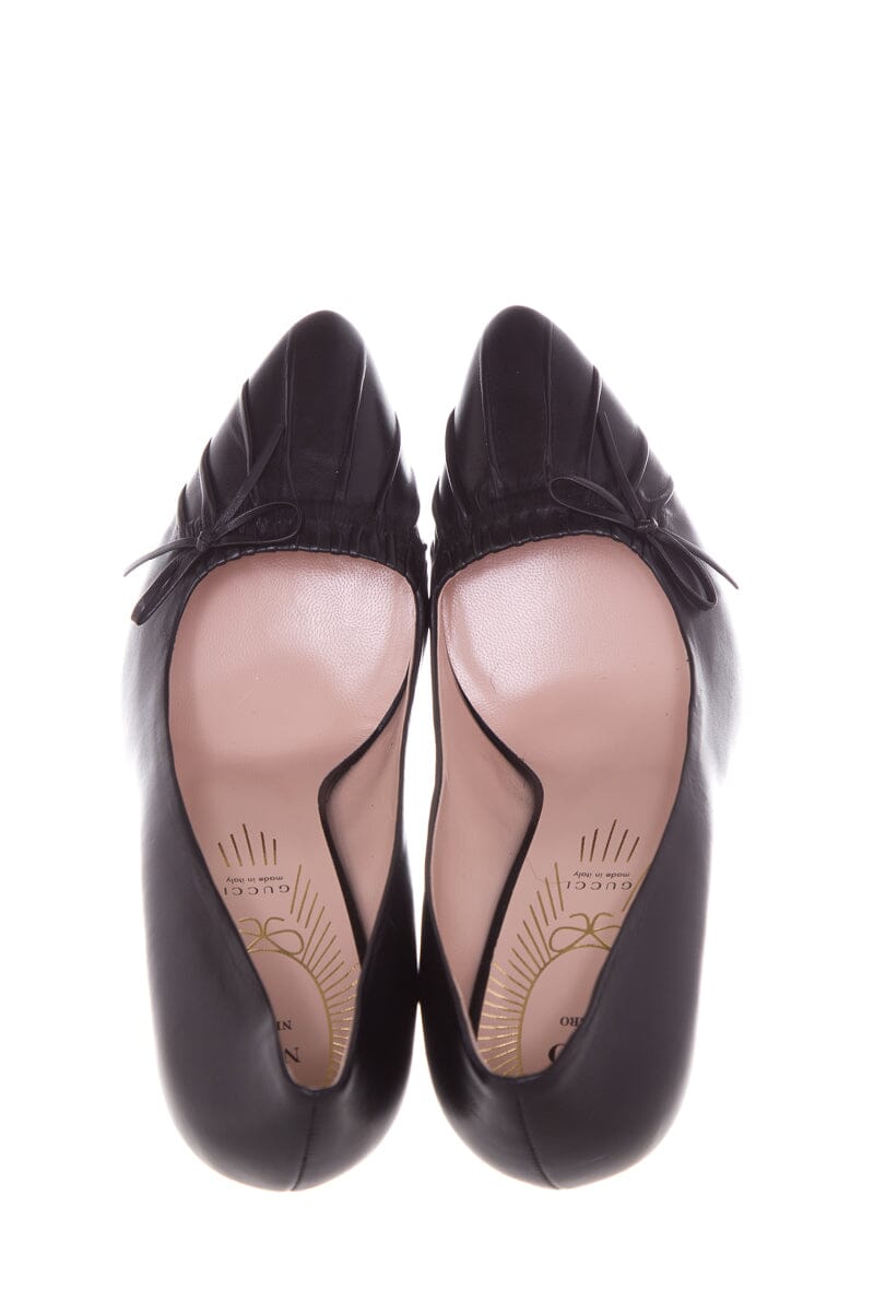 Gucci CHARLOTTE Nappa Leather Black Heels SZ 42 NWT