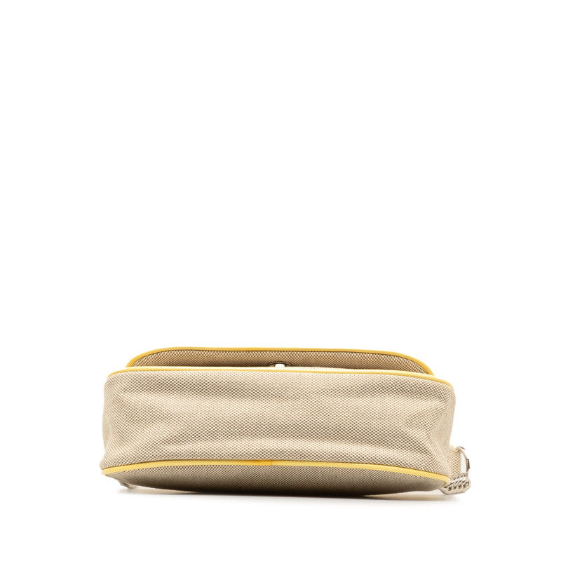 Chanel None.5 Camellia Chain One-Shoulder Bag Yellow Gr Canvas Patent Leather Chanel