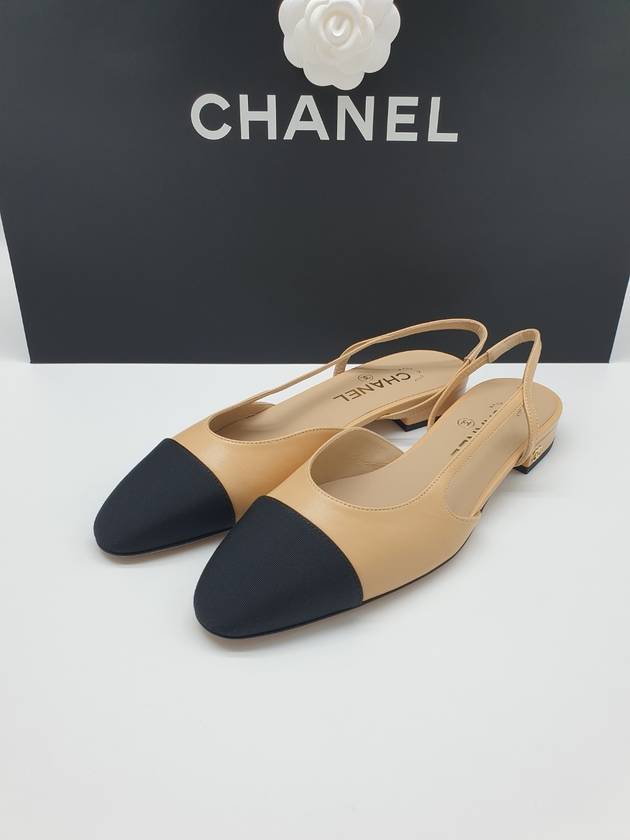 Slingbacks Goatskin Grosgrain & Beige Black Chanel