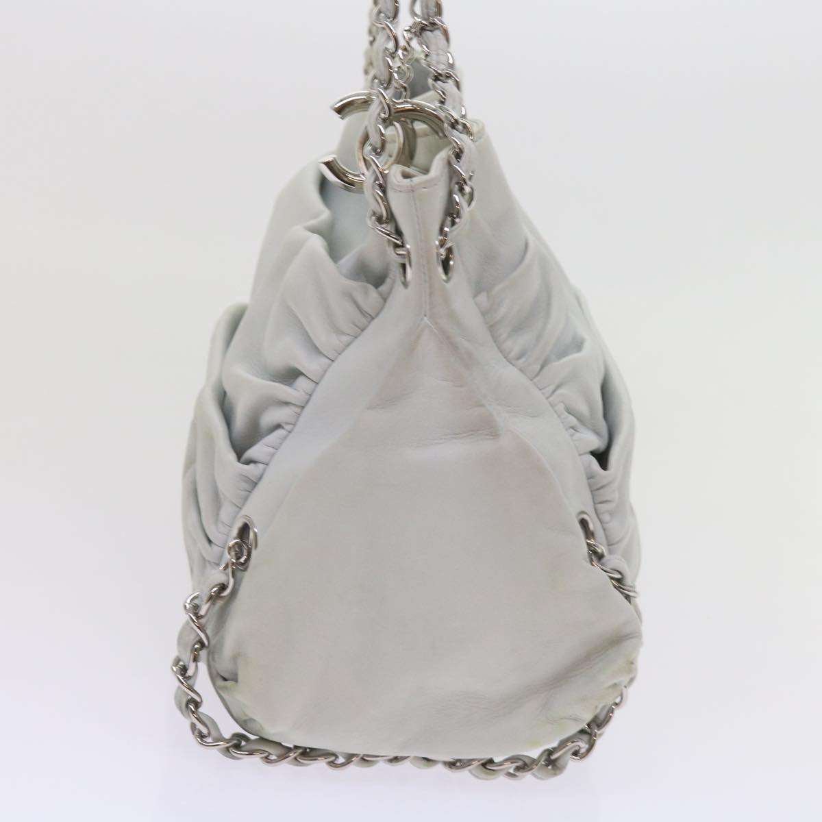 Chanel Chain Shoulder Bag Leather White CC Auth bs