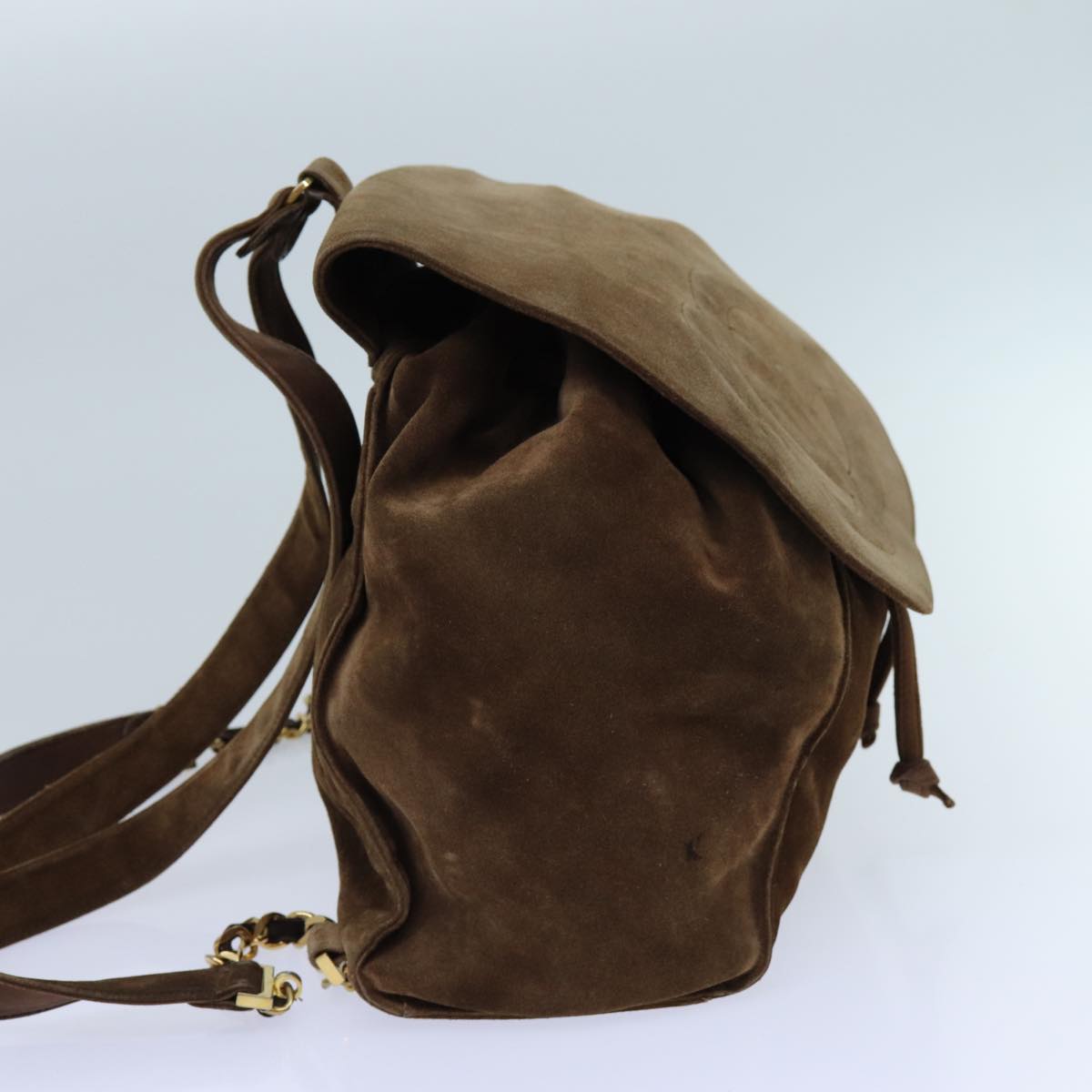Chanel COCO Mark Backpack Suede Brown CC Auth bs