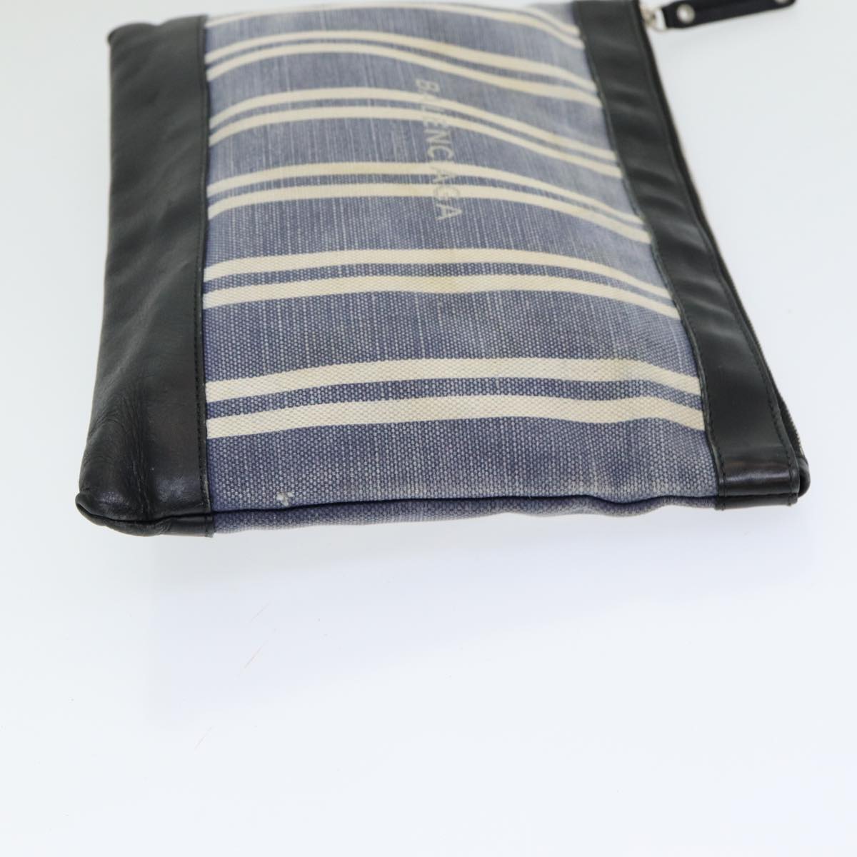 Balenciaga Clutch Bag Canvas Leather Blue Black Silver 420407 Auth bs16618