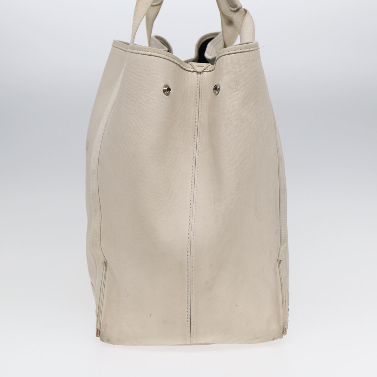 Balenciaga Navy Cabas Hand Bag Leather White Silver 339936 Auth bs17140