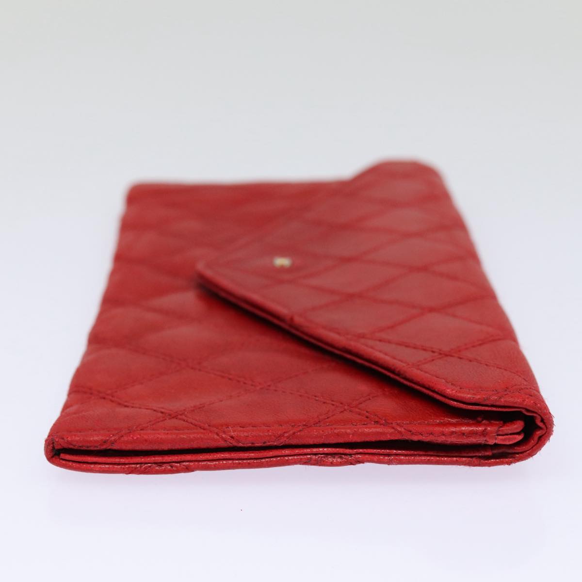 Chanel Bicolore Wallet Leather Red Gold CC Auth bs