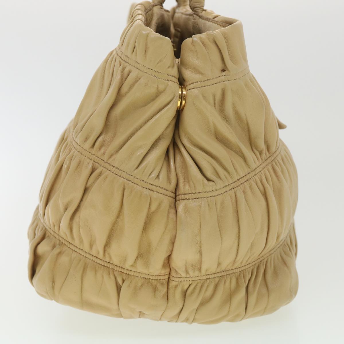 Prada Hand Bag Leather Beige bs4492