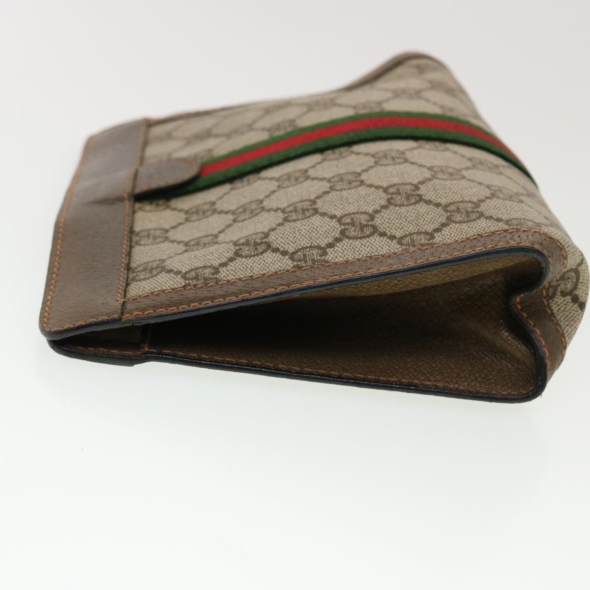 GUCCI GG Canvas Web Sherry Line Clutch Bag Beige Red Green 89.01.001 bs5999