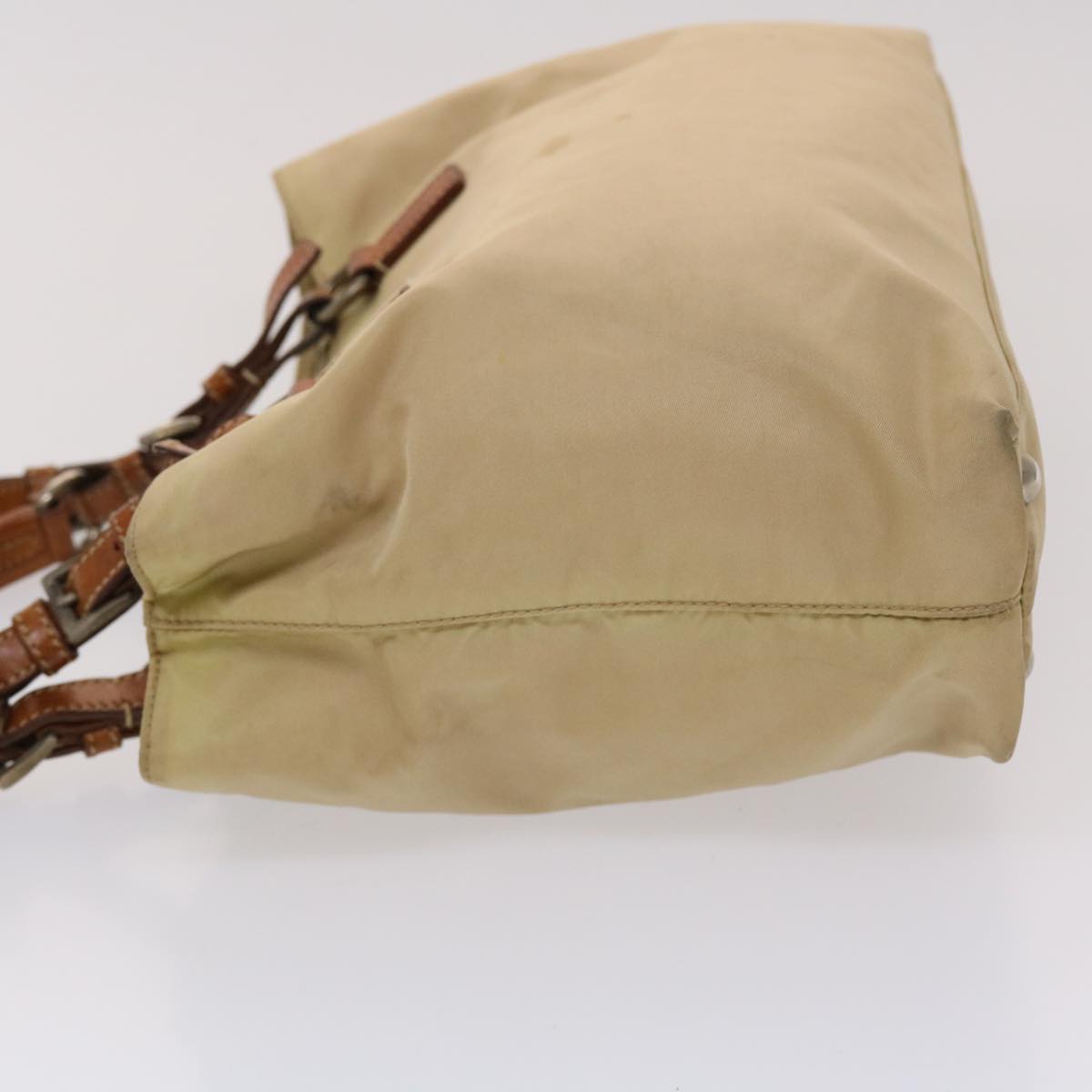 Prada Hand Bag Nylon Leather Beige bs6563