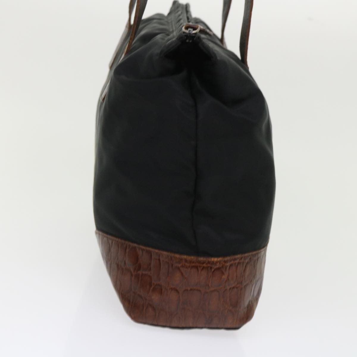 Prada Shoulder Bag Leather Nylon Black Brown bs6629