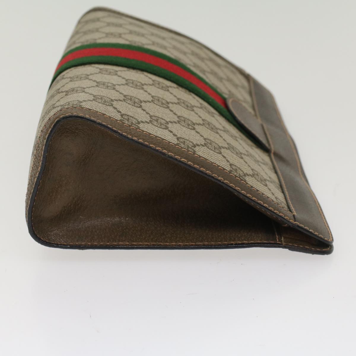 GUCCI GG Canvas Web Sherry Line Clutch Bag Beige Red Green 89.01.002 bs7231