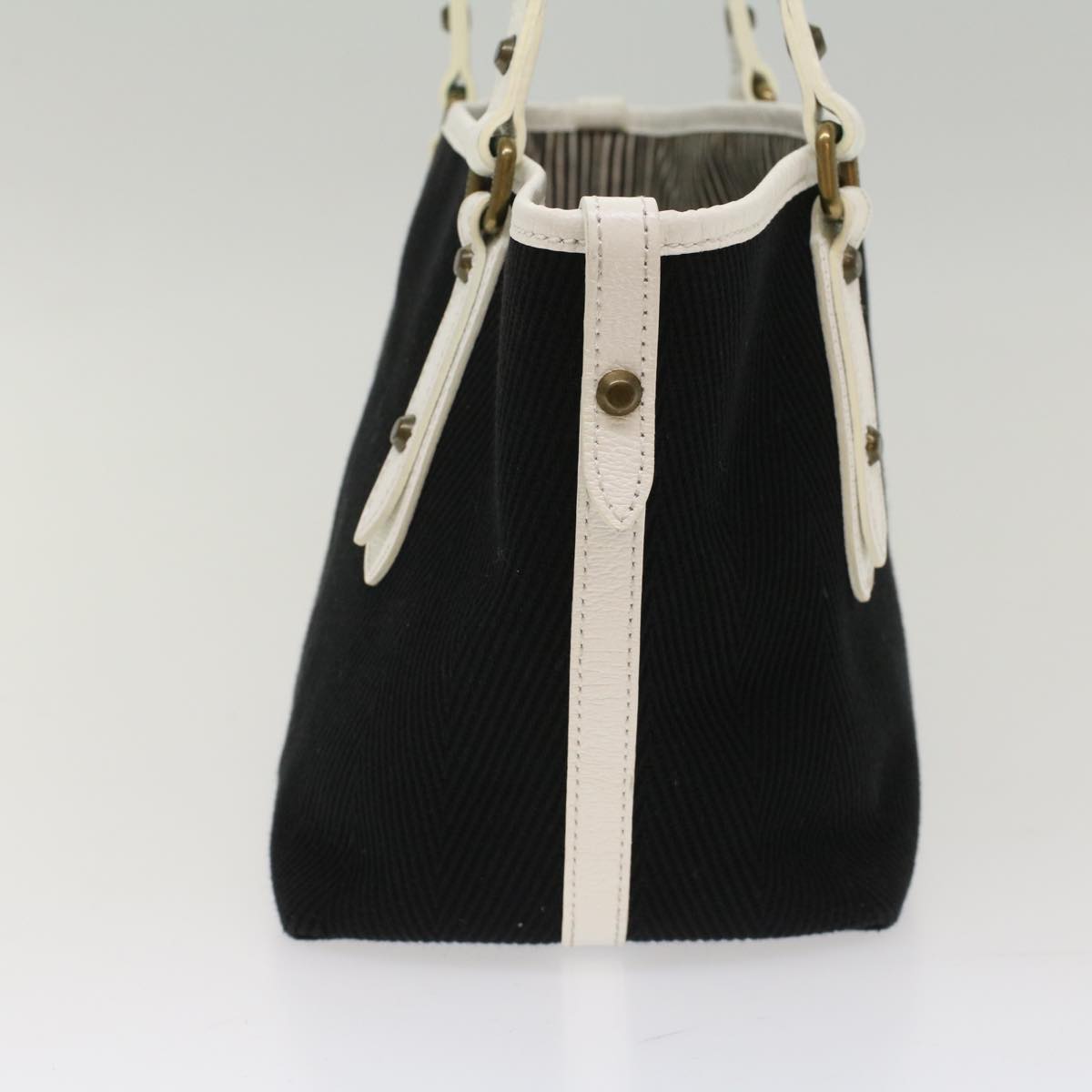 Burberry Blue Label Tote Bag Canvas Leather Black Auth bs7373