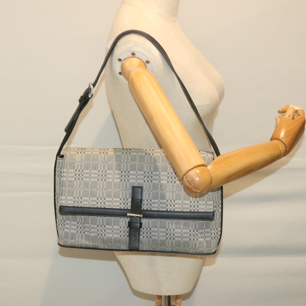 Burberry Shoulder Bag Canvas Gray Auth bs9261