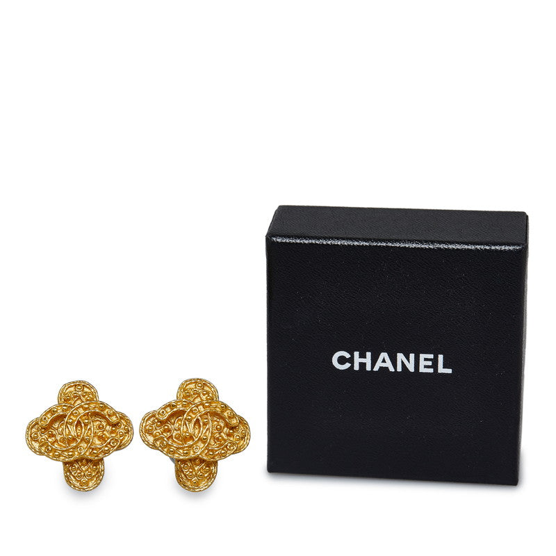 Chanel Gold Plated Coco Mark Cross Earrings 94A